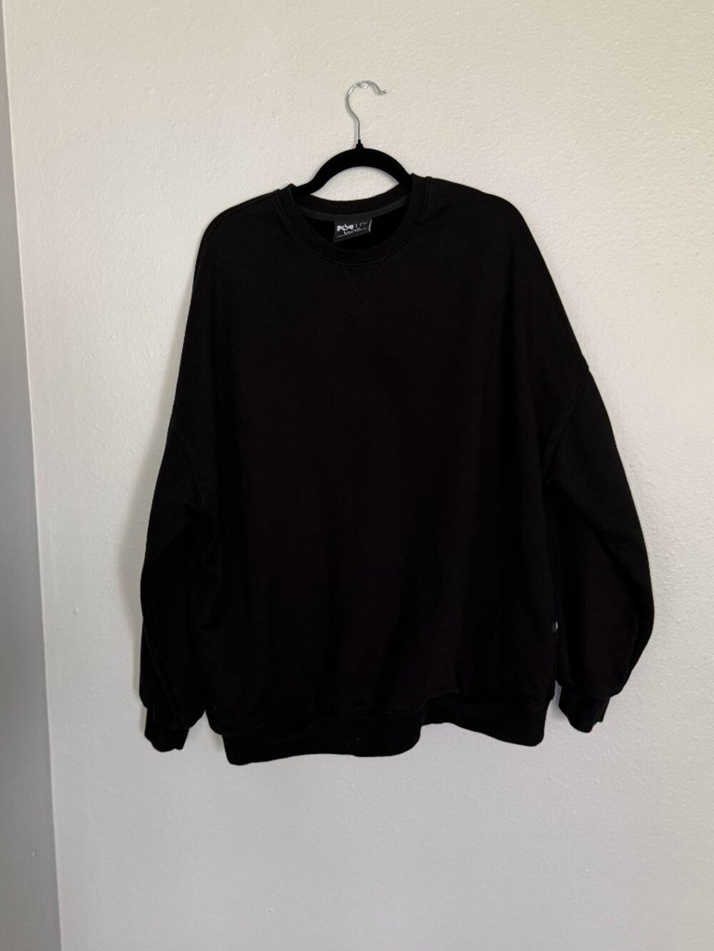 POPFLEX Cloud Crewneck Sweater Black 1X/3X Oversized Sweatshirt with Pockets
